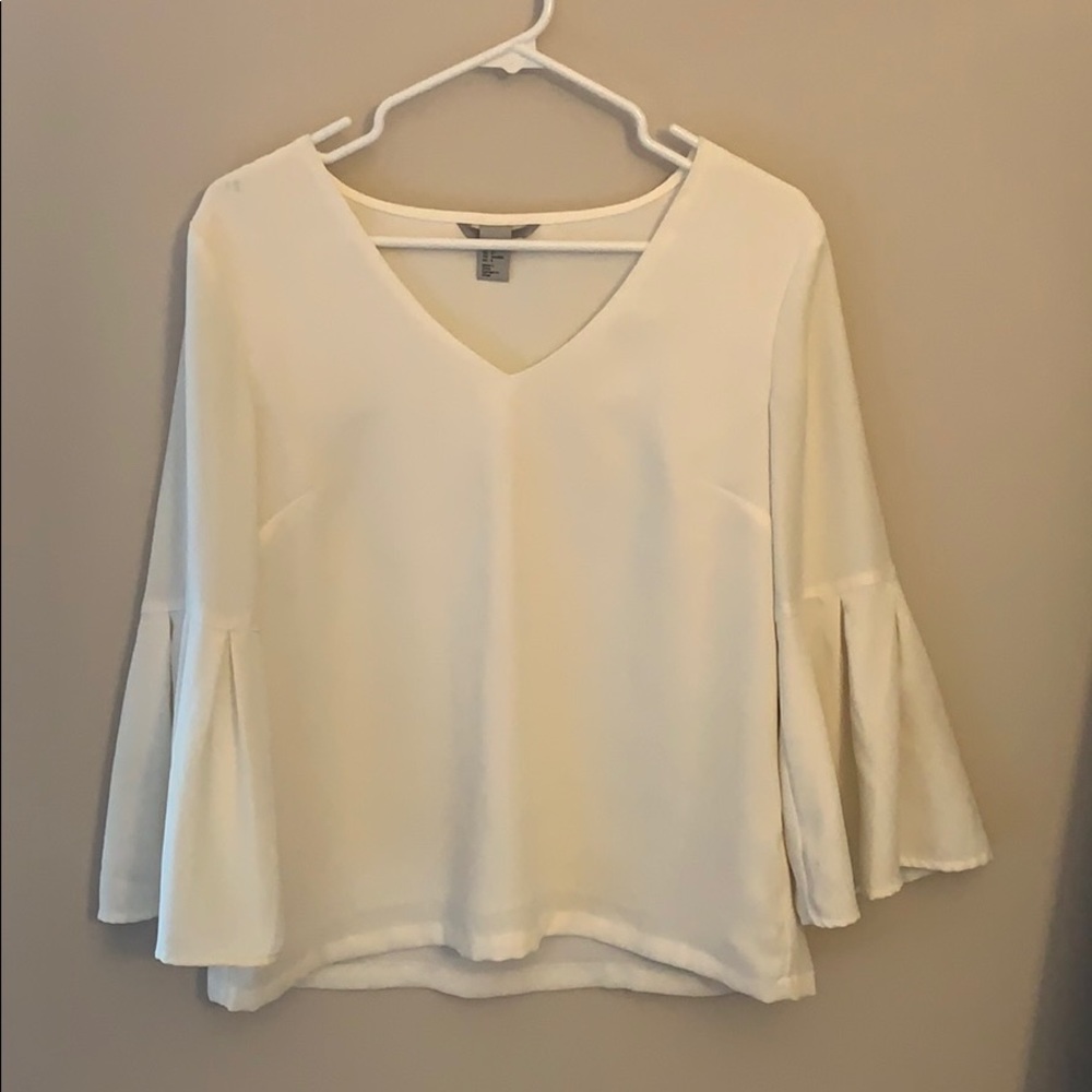 Bell Sleeve Off White Blouse
